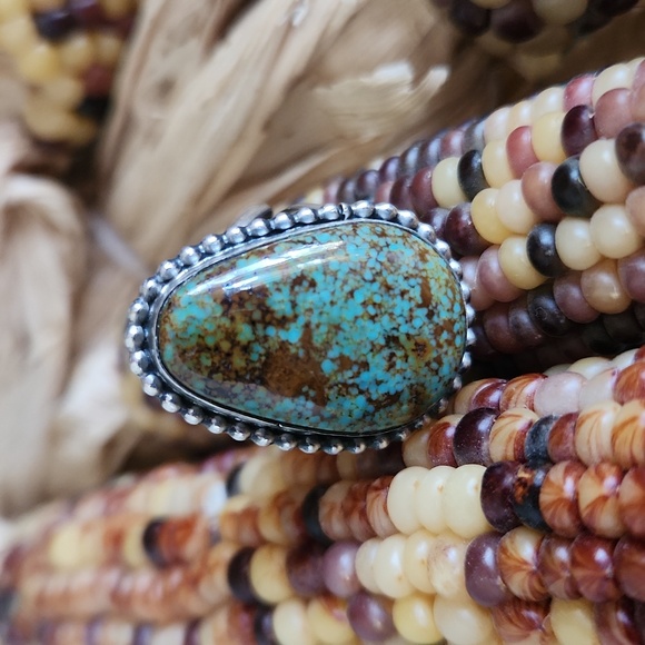 Beautiful NWOT Native American Navajo Handmade Turquoise & Sterling Ring 💙💚🤎 - Picture 2 of 12